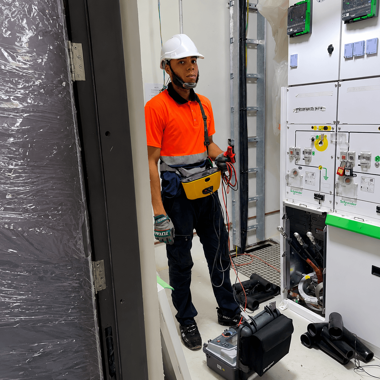 Professional electrical installation team