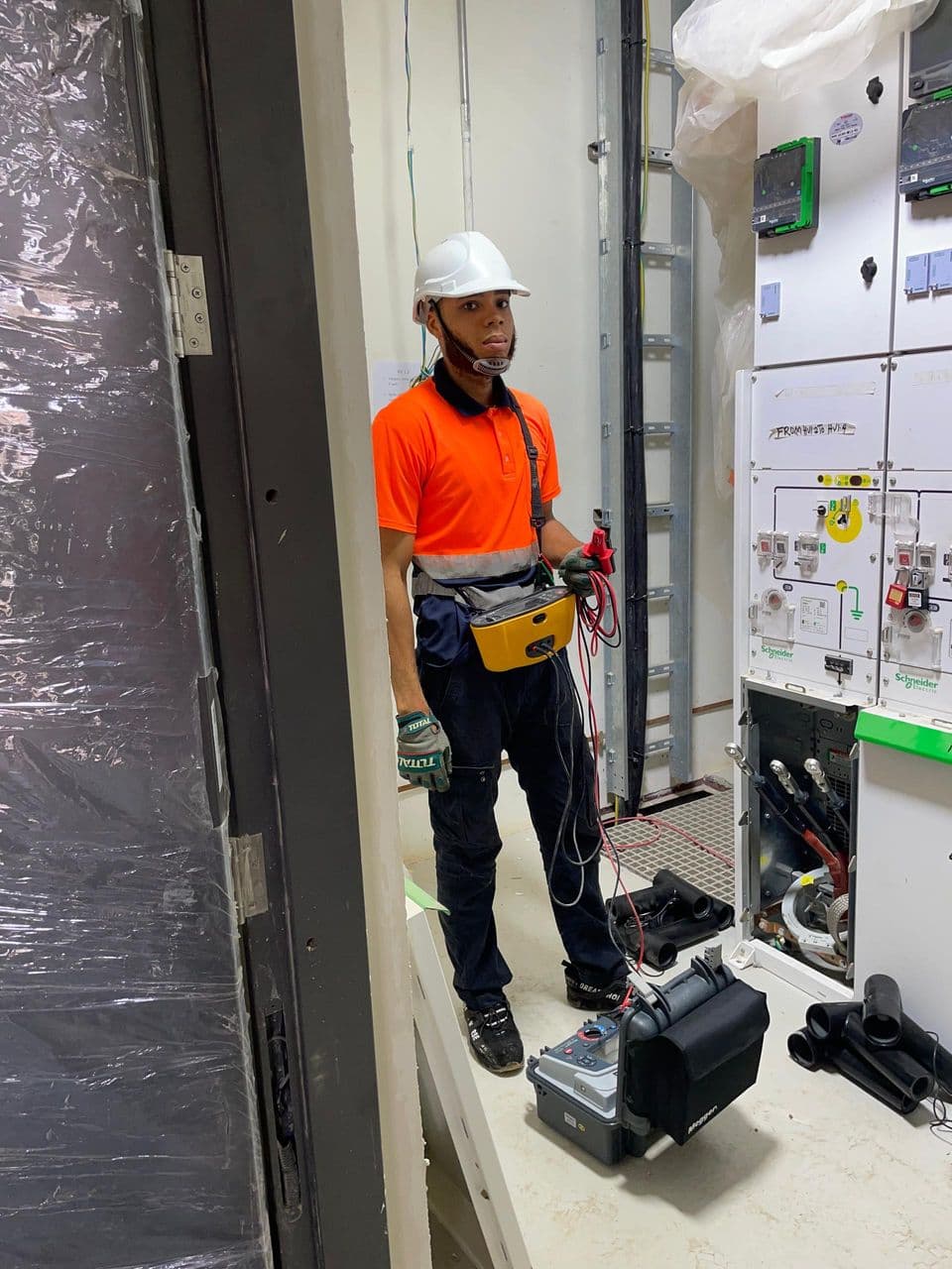 Professional electrical installation team